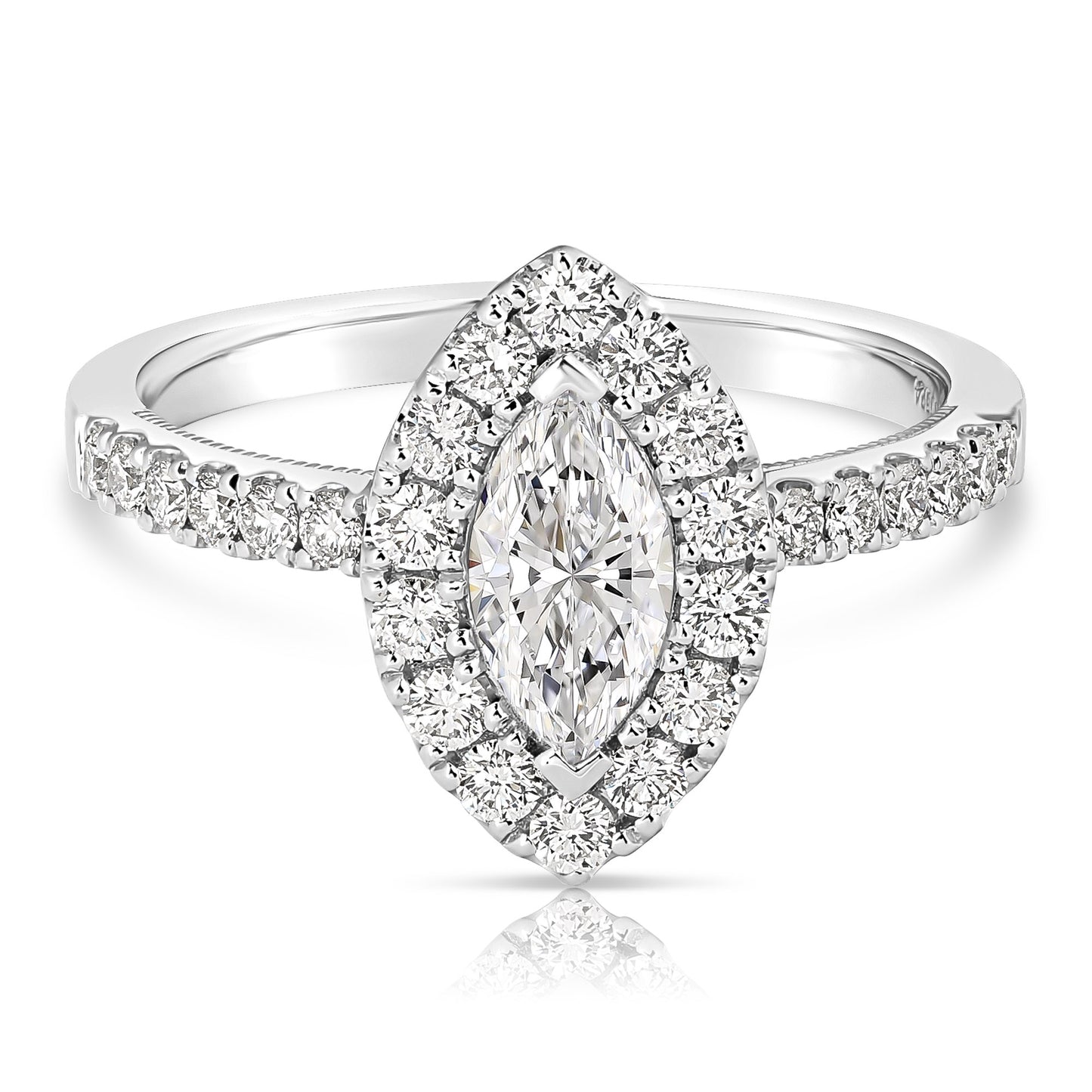 1/2 CT CENTER MARQUISE HALO DIAMOND ENGAGEMENT RING