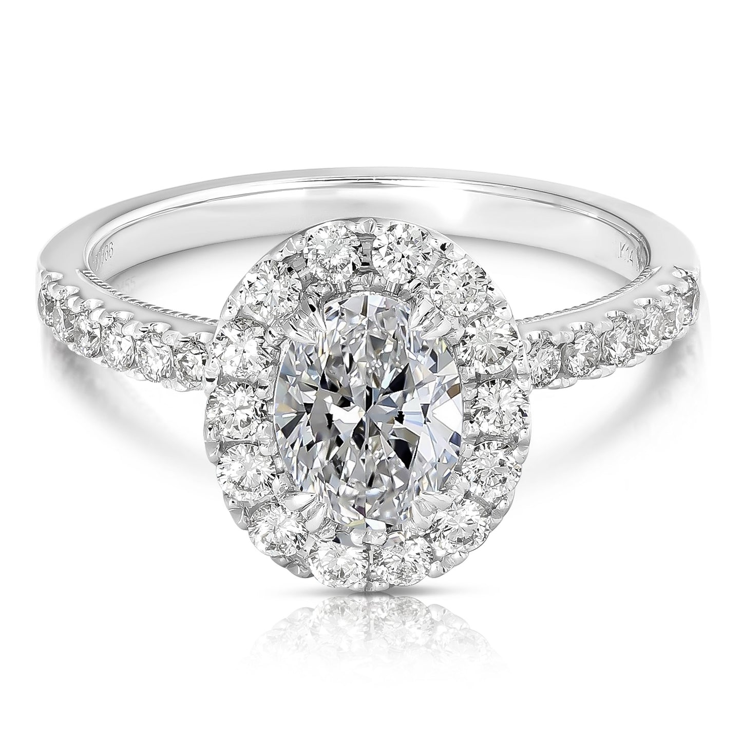 1 CT CENTER OVAL HALO DIAMOND ENGAGEMENT RING