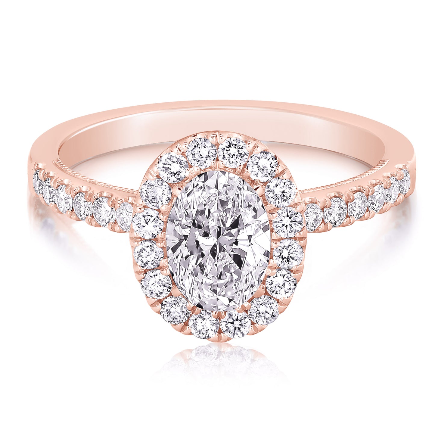 3/4 CT CENTER OVAL HALO DIAMOND ENGAGEMENT RING