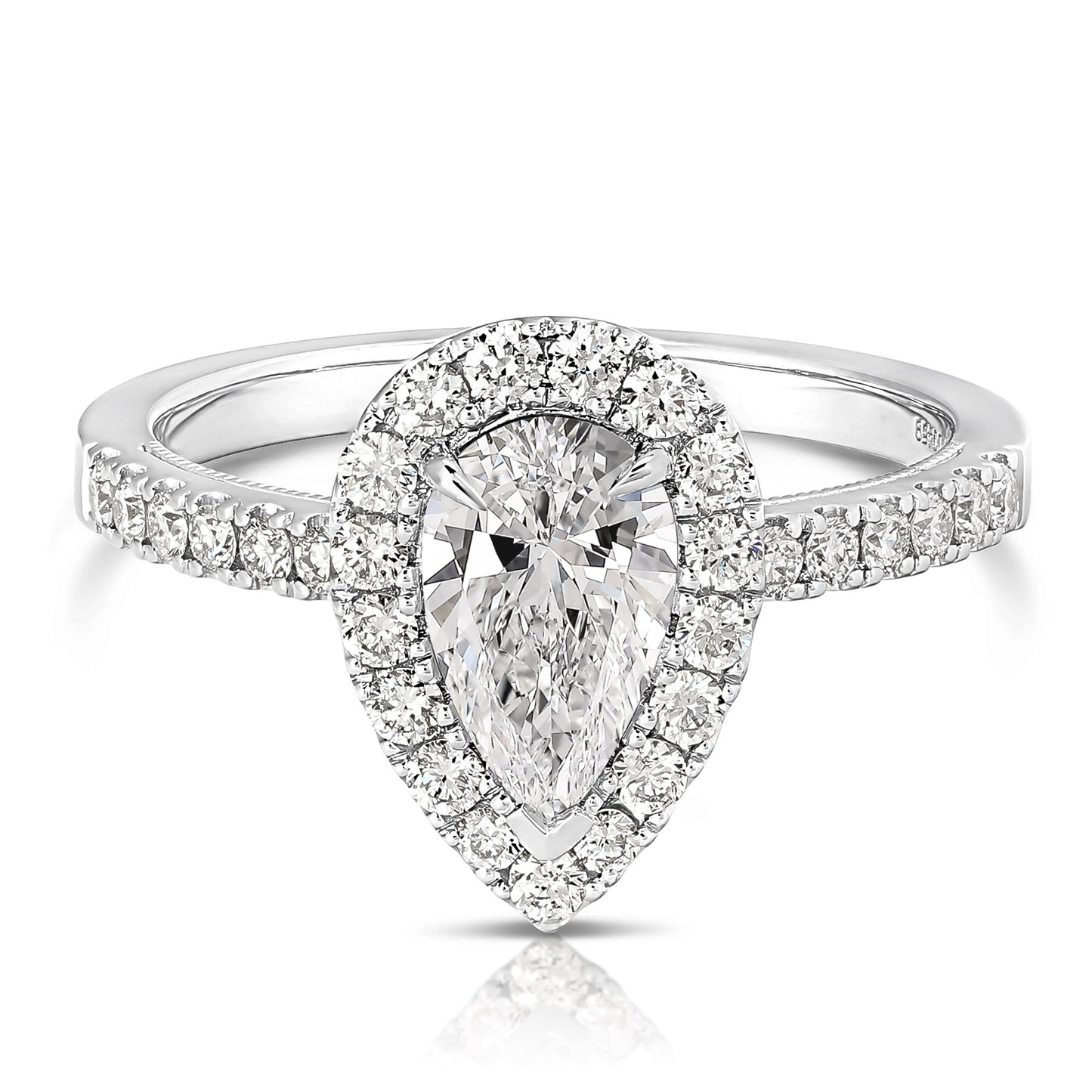 1 CT CENTER PEAR SHAPE HALO DIAMOND ENGAGEMENT RING