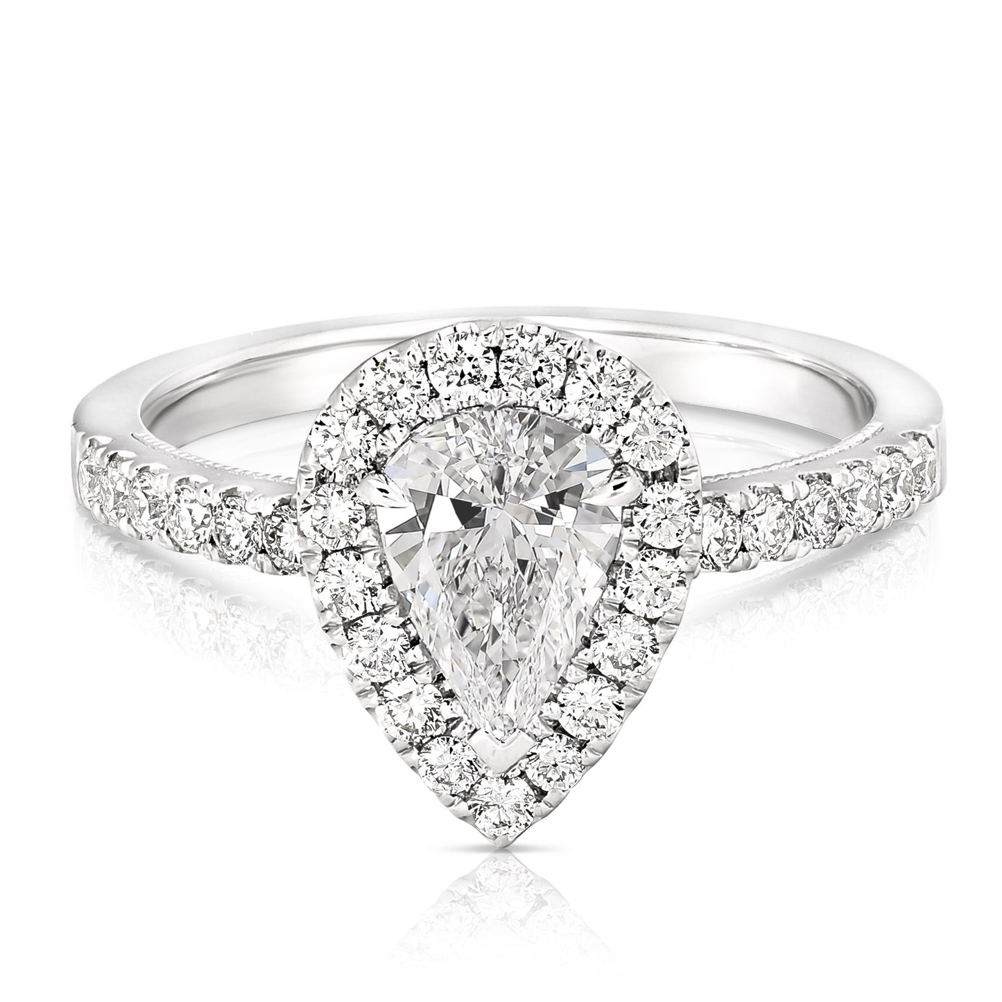 3/4 CT CENTER PEAR SHAPE HALO DIAMOND ENGAGEMENT RING
