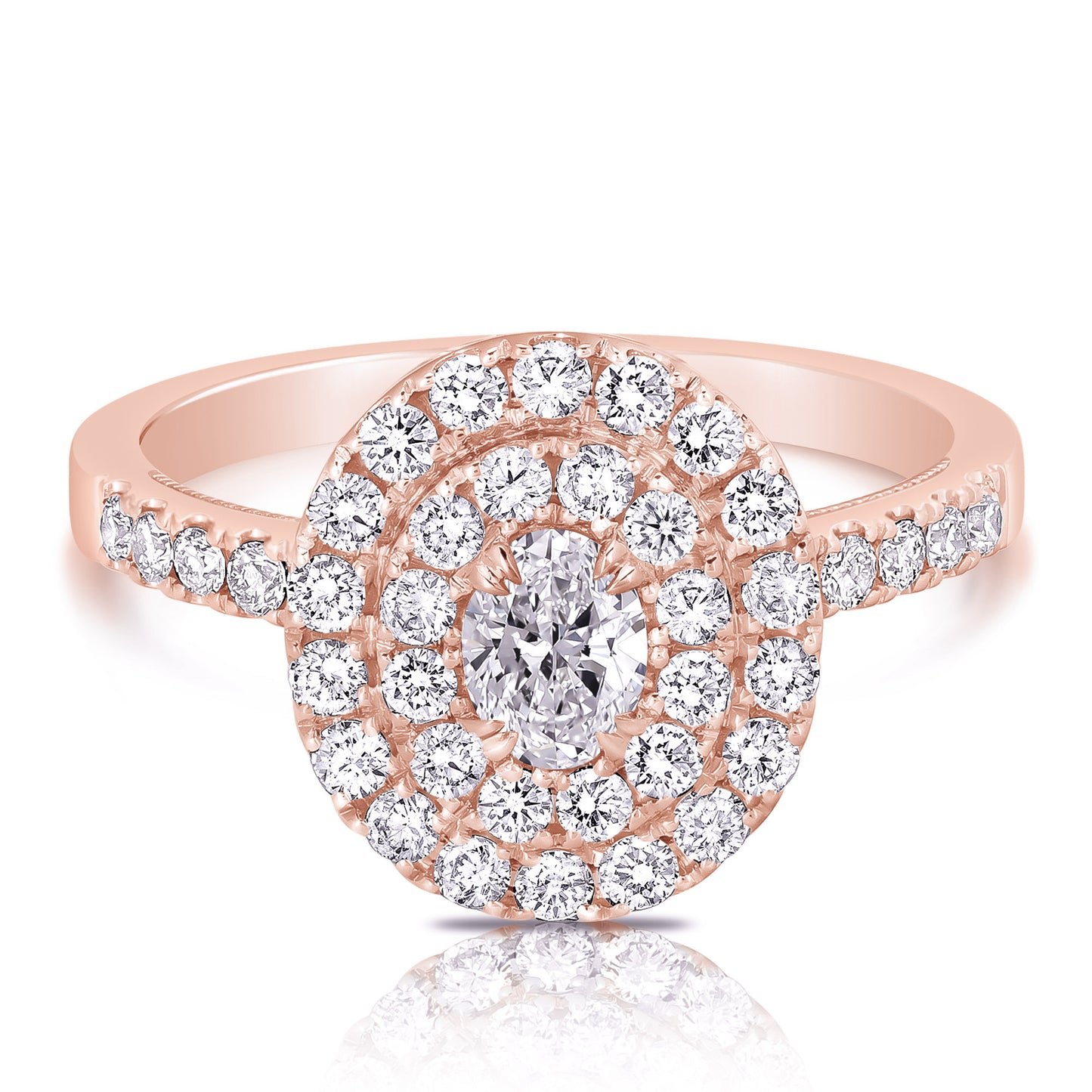1/3 CT CENTER OVAL D-HALO 1 CTW DIAMOND ENGAGEMENT RING