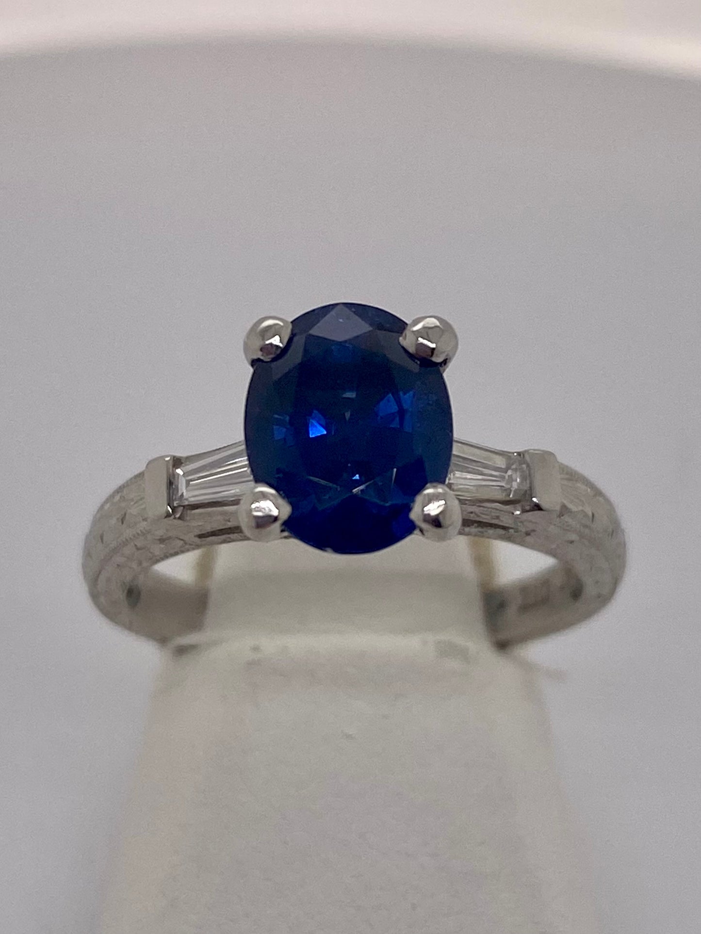 Platinum Sapphire and Diamond Ring