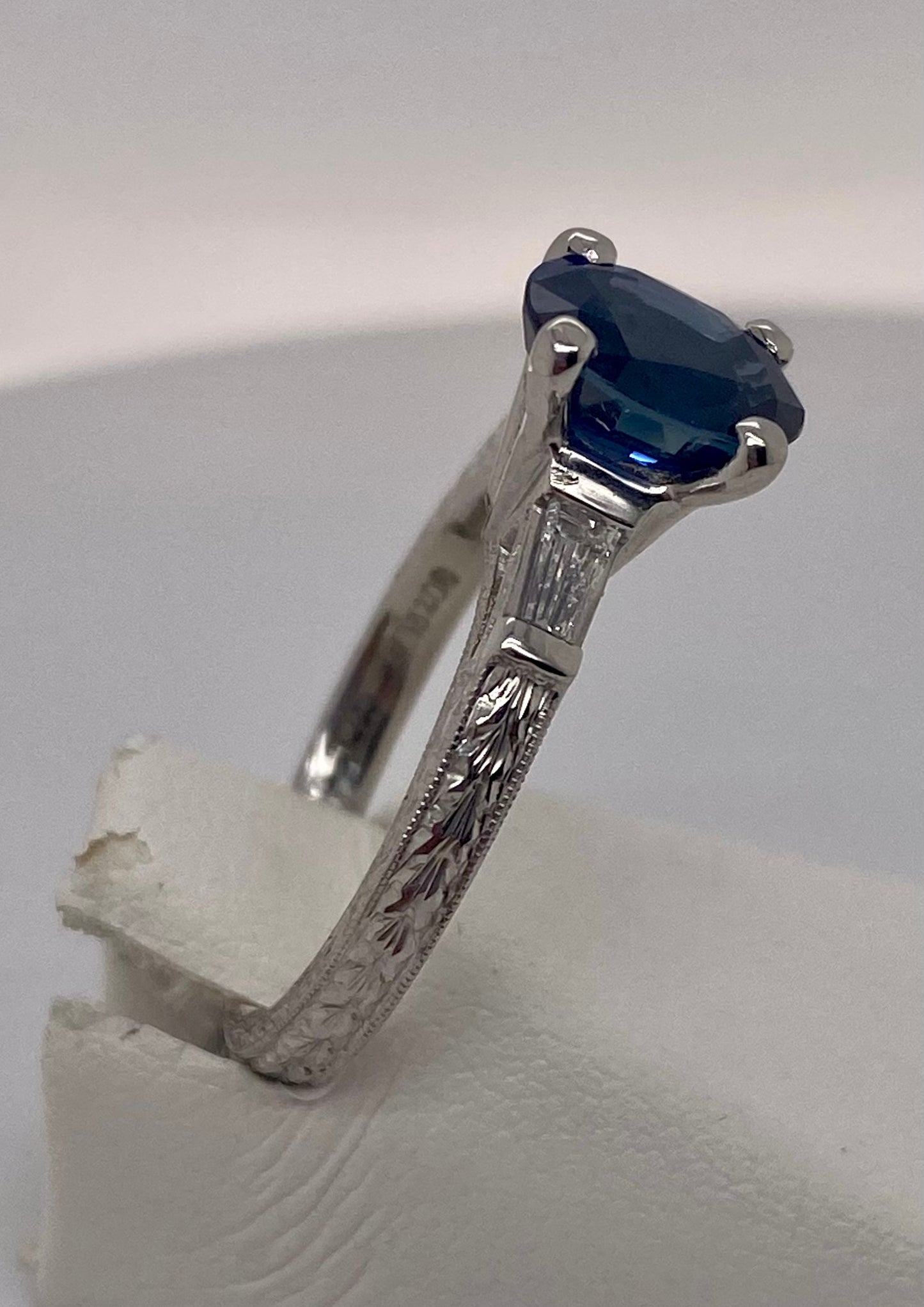 Platinum Sapphire and Diamond Ring