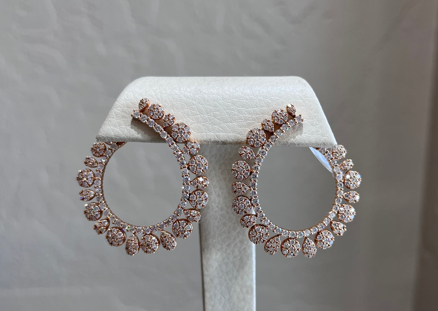 18K Rose Gold Diamond Hoops