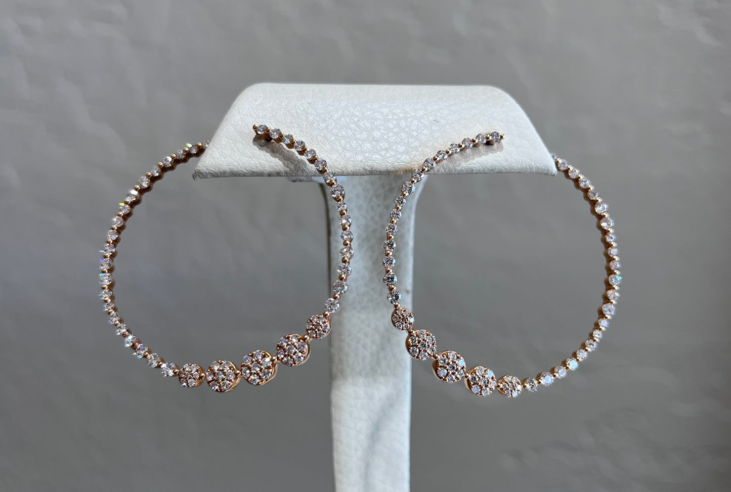18K Rose Gold Diamond Hoops