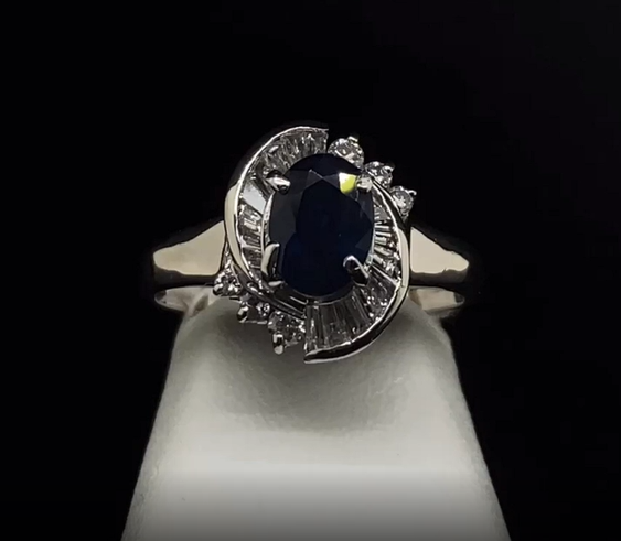 Platinum Sapphire and Diamond Ring