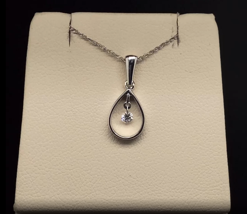 14K White Gold Shimmering Diamond Pendant