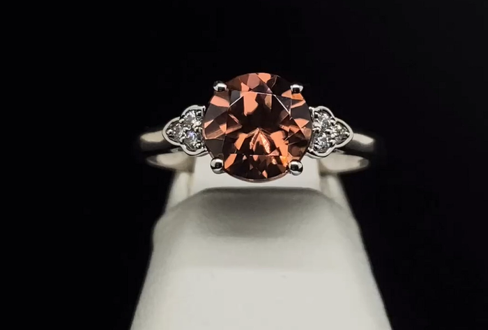 18K Diamond and Zircon Ring