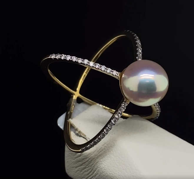 14K Pearl and Diamond Fashion Ring