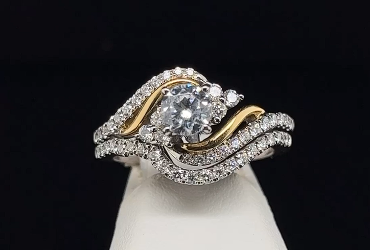 14K Two-Tone Semi-Mount Wedding Set