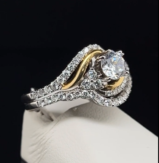 14K Two-Tone Semi-Mount Wedding Set