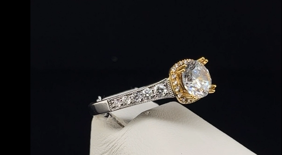 18K Two Tone Semi-Mount Engagement Ring