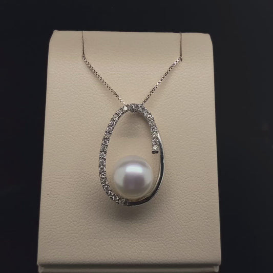 14K Pearl and Diamond Pendant