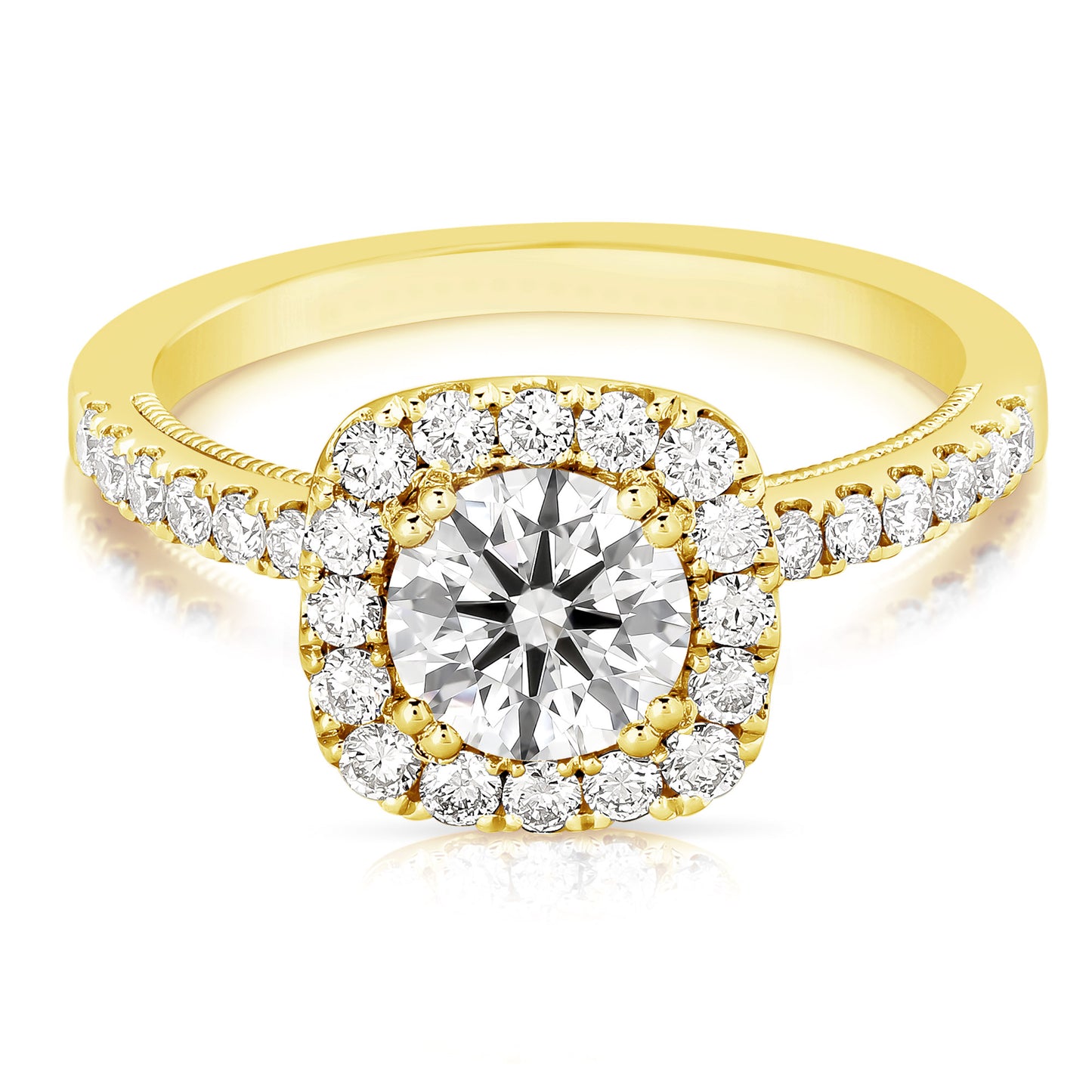 2 CT CENTER ROUND CUSHION-HALO LAB GROWN ENGAGEMENT RING