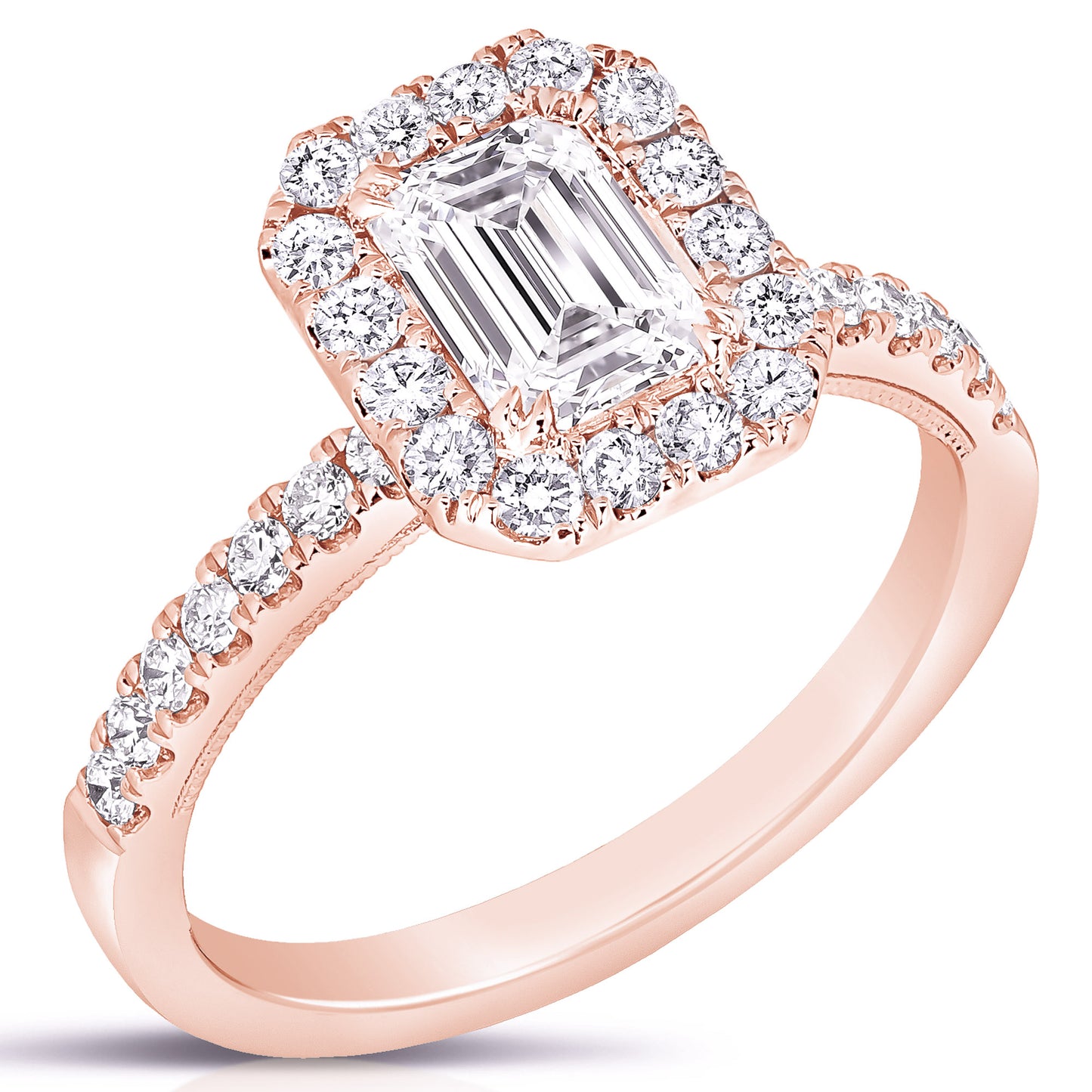 1 1/2 CT CENTER EMERALD CUT HALO LAB GROWN ENGAGEMENT RING