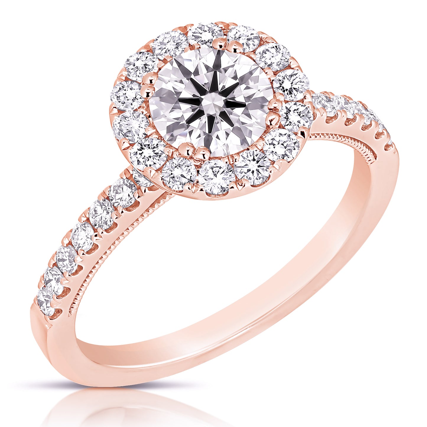 1 CT CENTER ROUND HALO LAB GROWN ENGAGEMENT RING