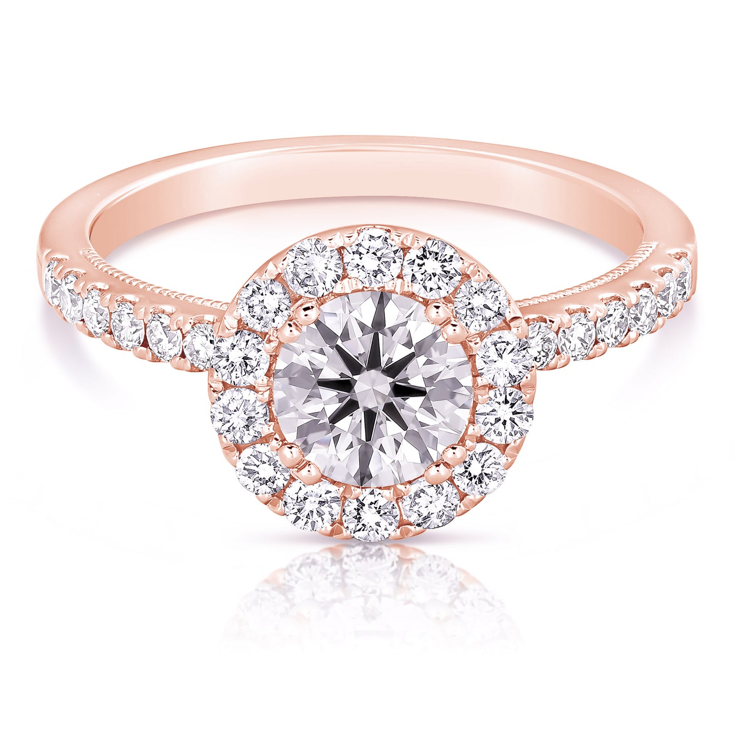 1 CT CENTER ROUND HALO LAB GROWN ENGAGEMENT RING