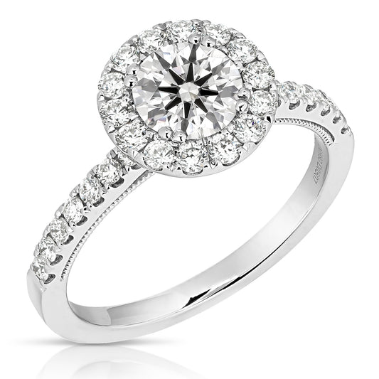 1 CT CENTER ROUND HALO LAB GROWN ENGAGEMENT RING