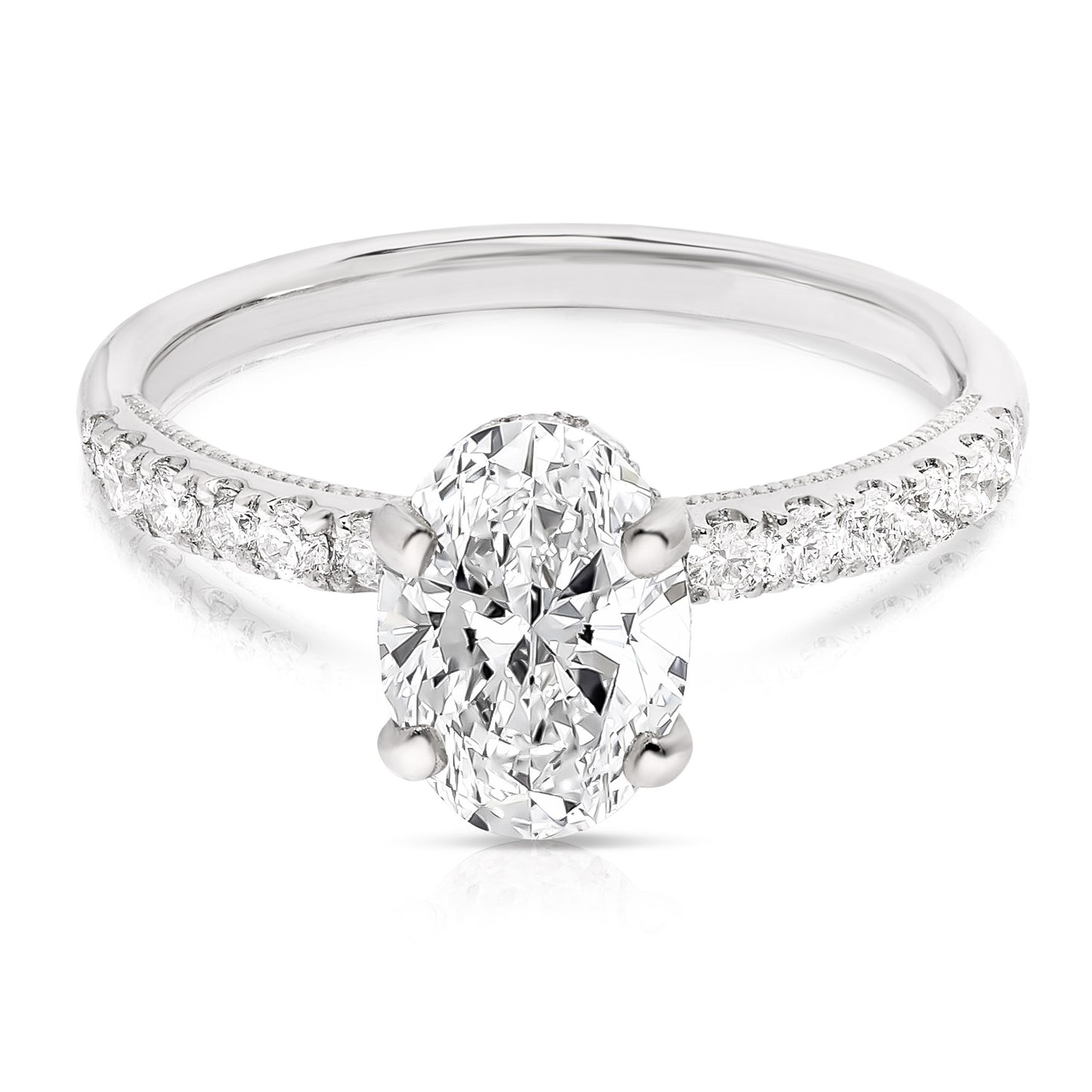 1 1/2 CT CENTER OVAL H-HALO LAB GROWN ENGAGEMENT RING