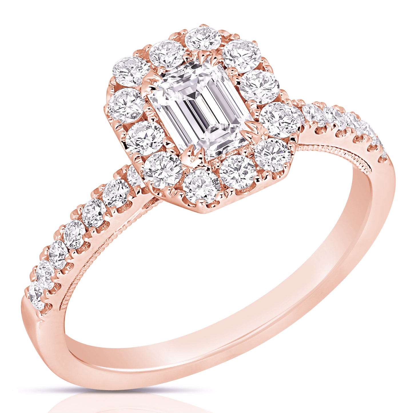 1/2 CT CENTER EMERALD CUT HALO DIAMOND ENGAGEMENT RING