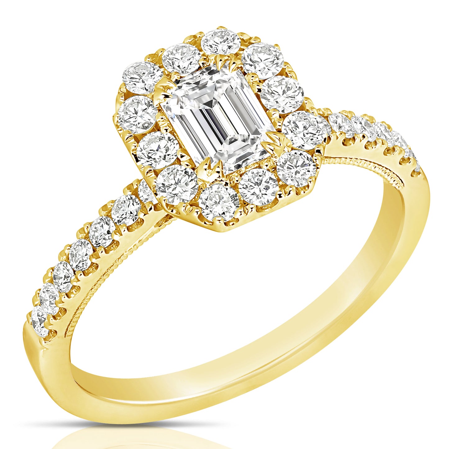 1/2 CT CENTER EMERALD CUT HALO DIAMOND ENGAGEMENT RING