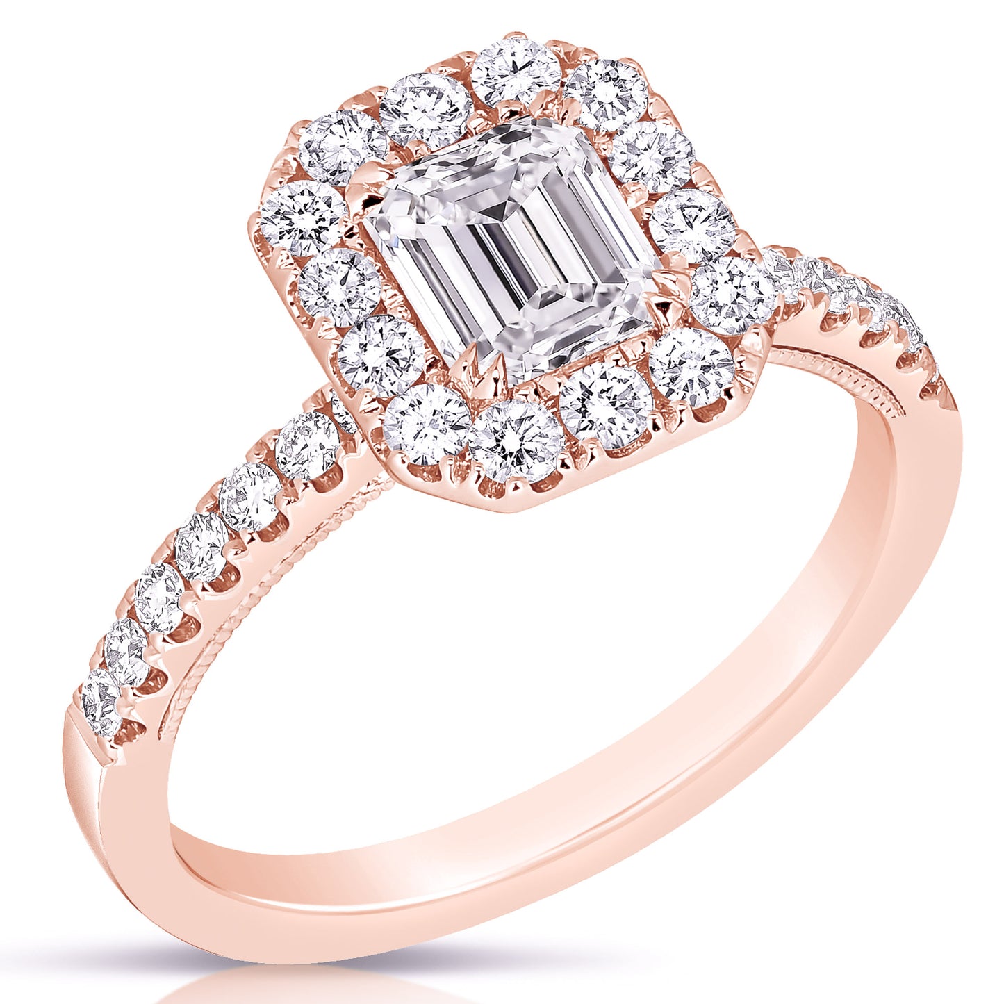 3/4 CT CENTER EMERALD CUT HALO DIAMOND ENGAGEMENT RING