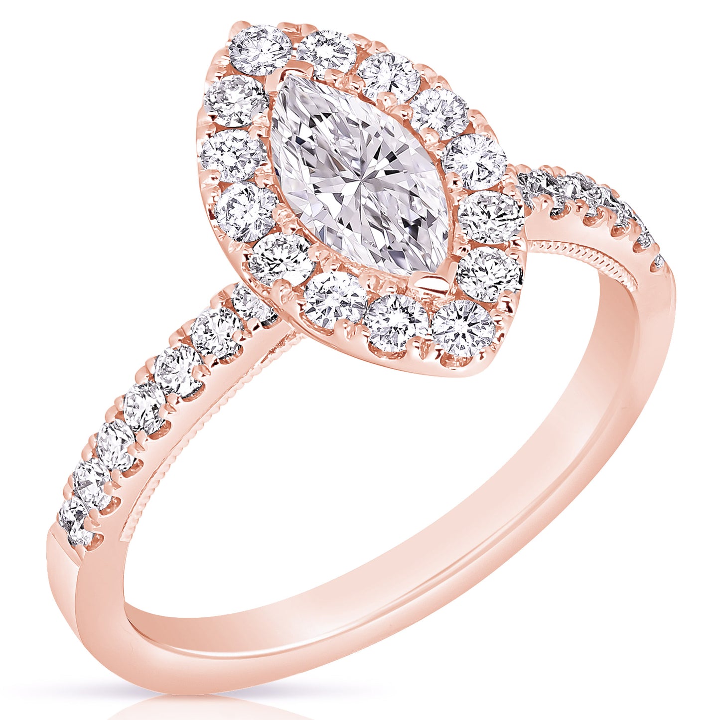 1/2 CT CENTER MARQUISE HALO DIAMOND ENGAGEMENT RING