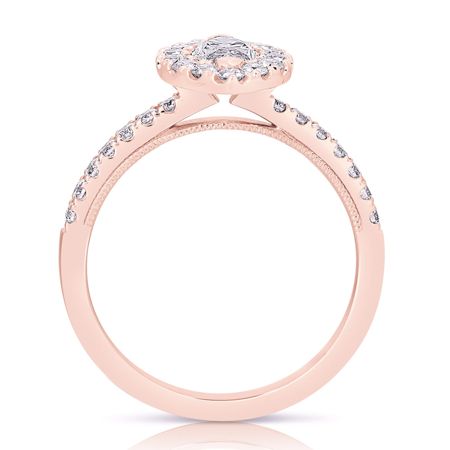 1/2 CT CENTER MARQUISE HALO DIAMOND ENGAGEMENT RING