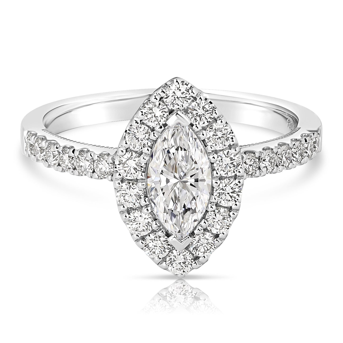 1/2 CT CENTER MARQUISE HALO DIAMOND ENGAGEMENT RING