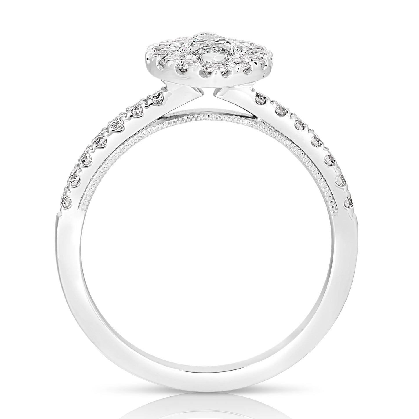 1/2 CT CENTER MARQUISE HALO DIAMOND ENGAGEMENT RING