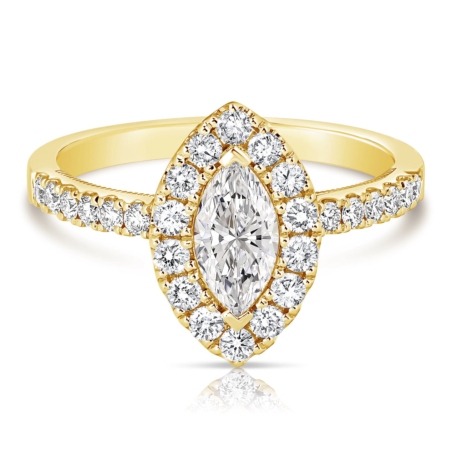 1/2 CT CENTER MARQUISE HALO DIAMOND ENGAGEMENT RING