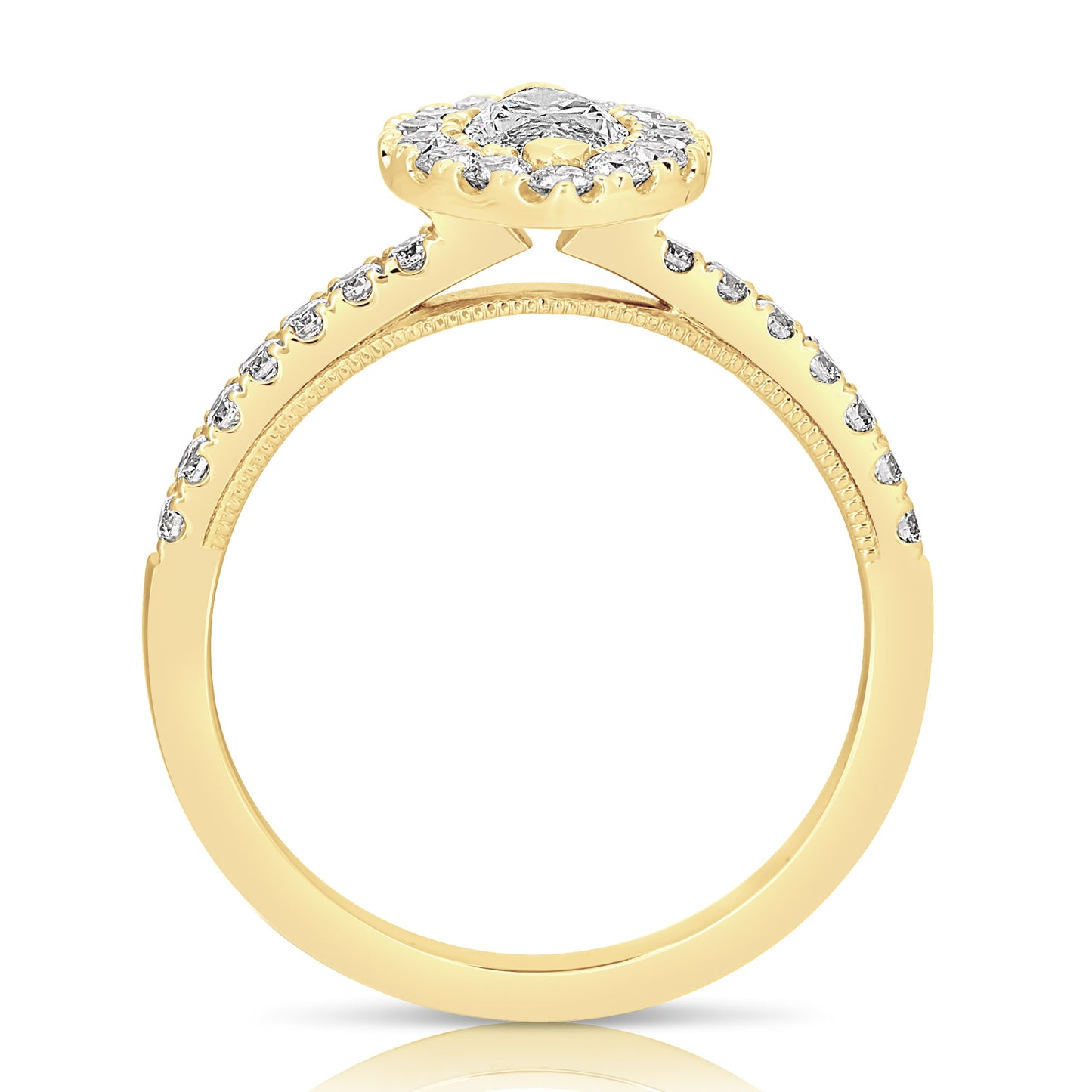 1/2 CT CENTER MARQUISE HALO DIAMOND ENGAGEMENT RING