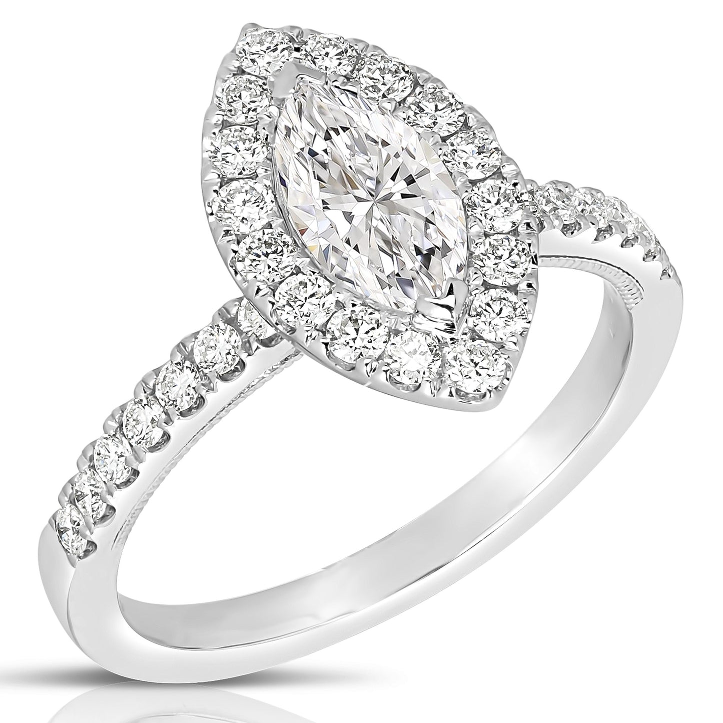 3/4 CT CENTER MARQUISE HALO DIAMOND ENGAGEMENT RING