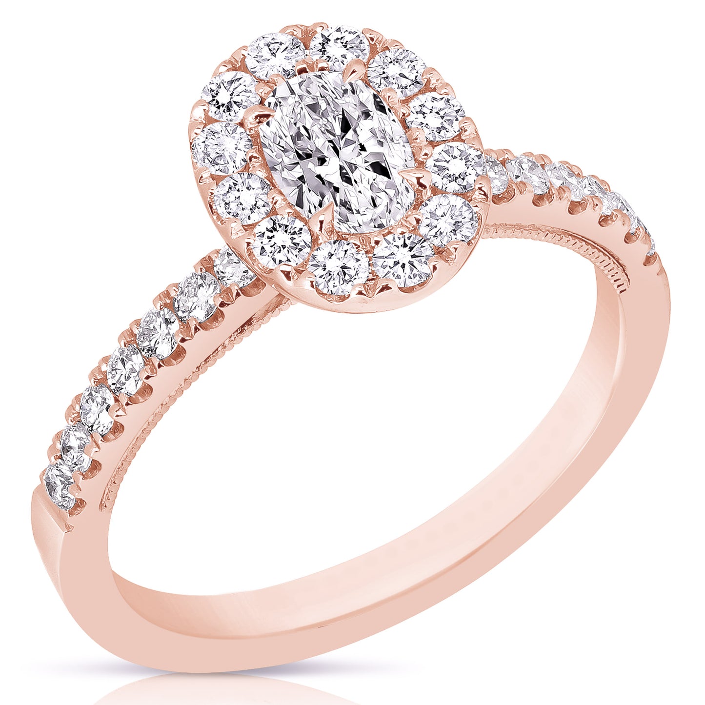 1/2 CT CENTER OVAL HALO DIAMOND ENGAGEMENT RING