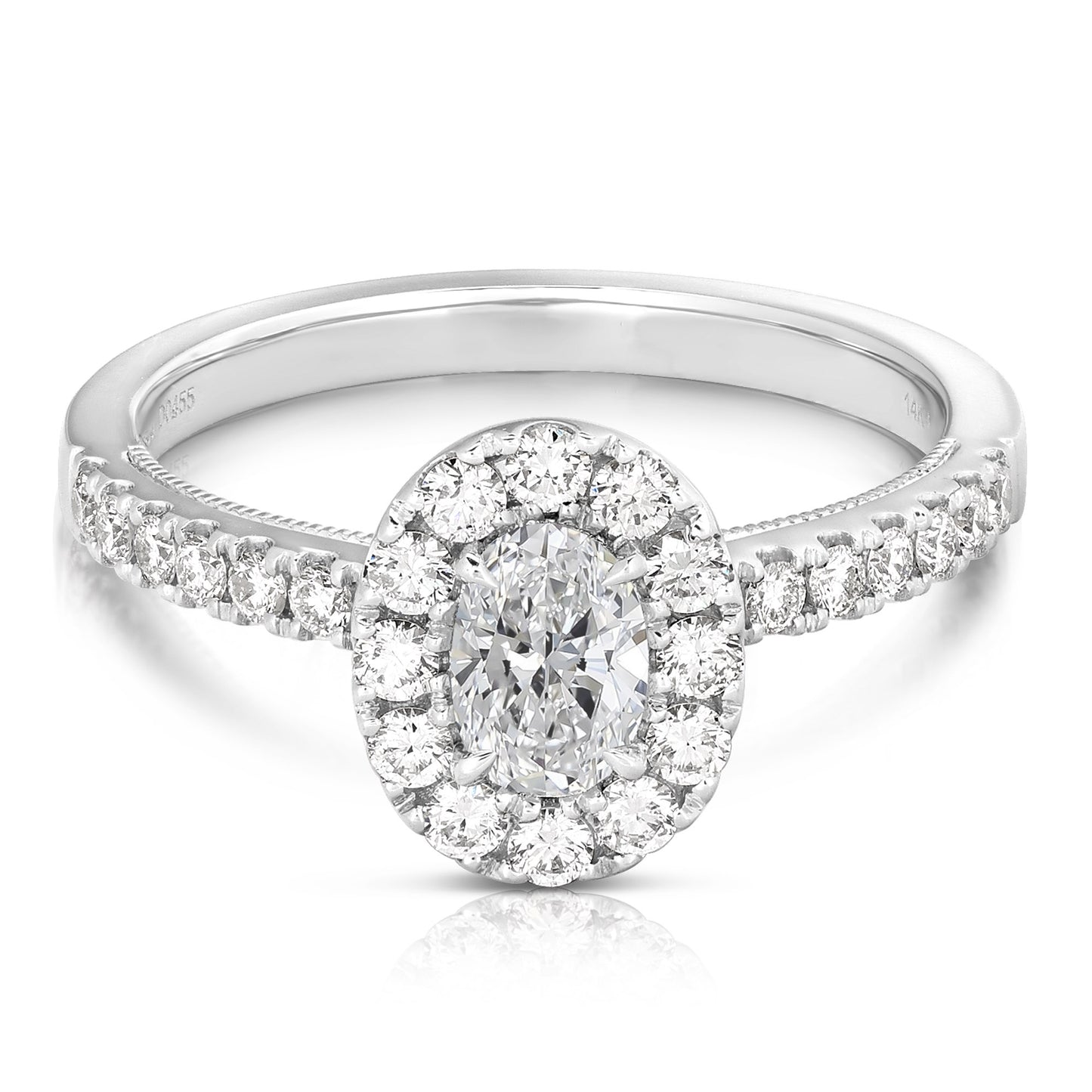 1/2 CT CENTER OVAL HALO DIAMOND ENGAGEMENT RING