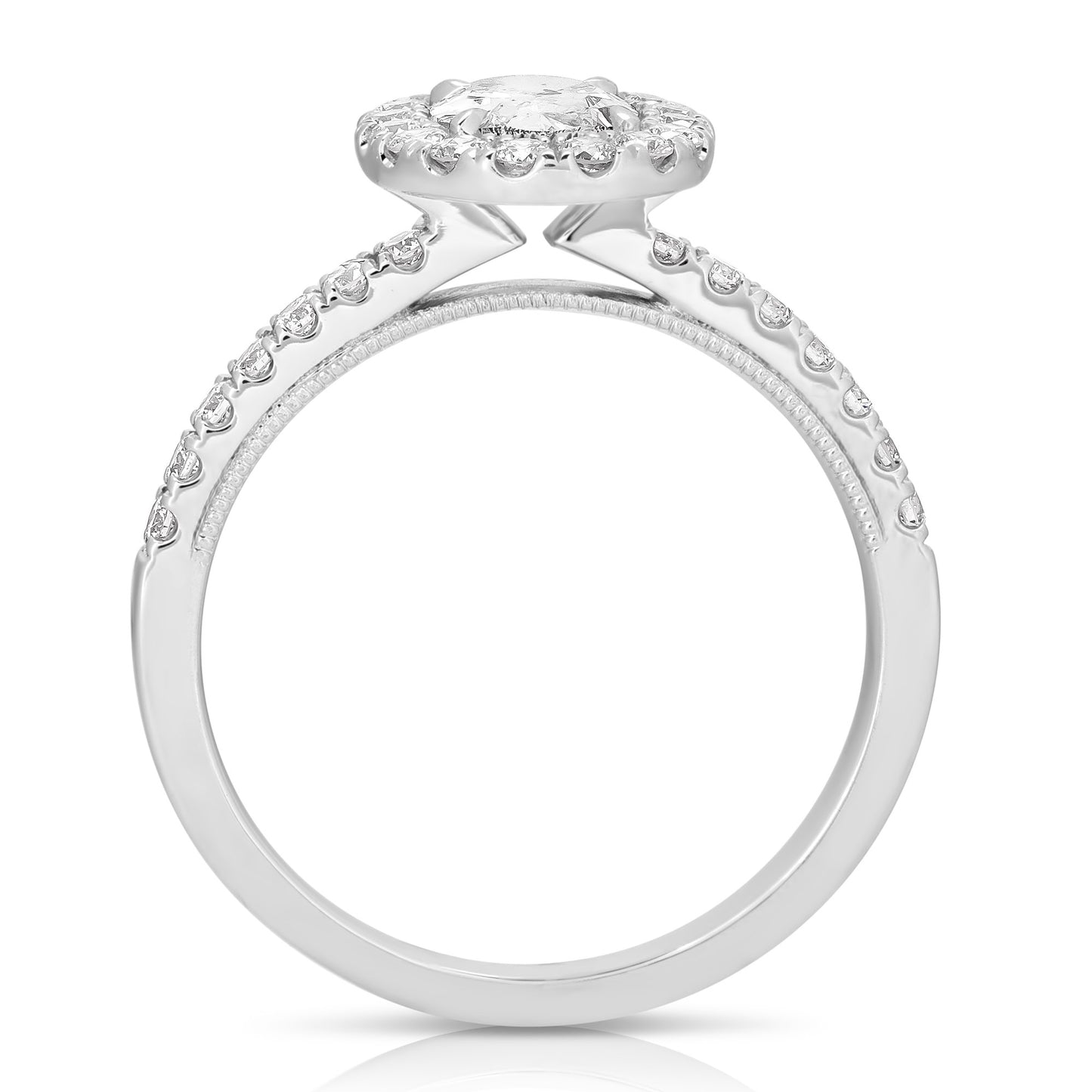 1/2 CT CENTER OVAL HALO DIAMOND ENGAGEMENT RING