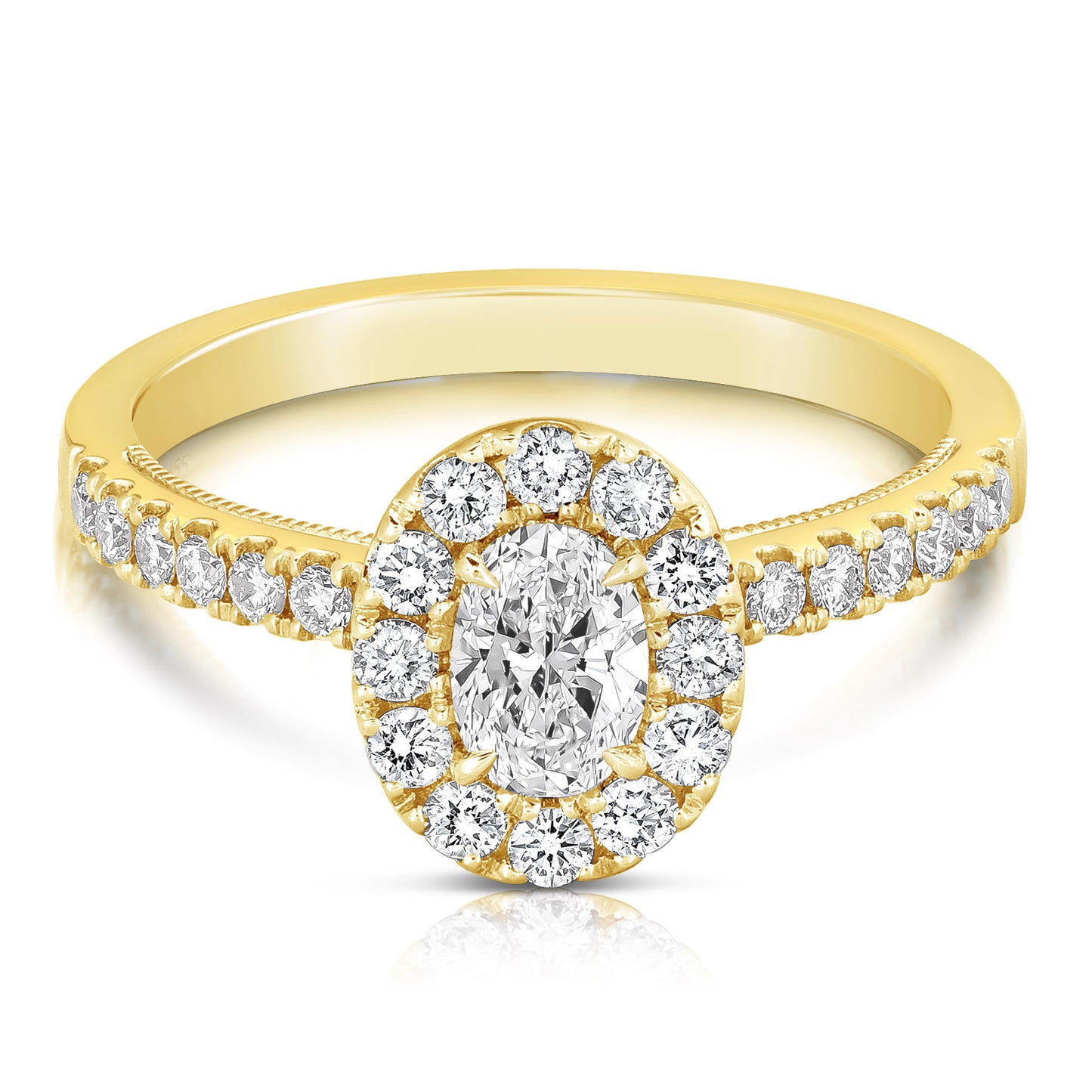 1/2 CT CENTER OVAL HALO DIAMOND ENGAGEMENT RING