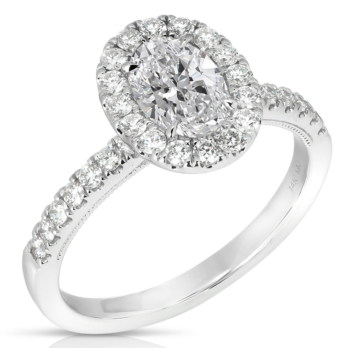 3/4 CT CENTER OVAL HALO DIAMOND ENGAGEMENT RING