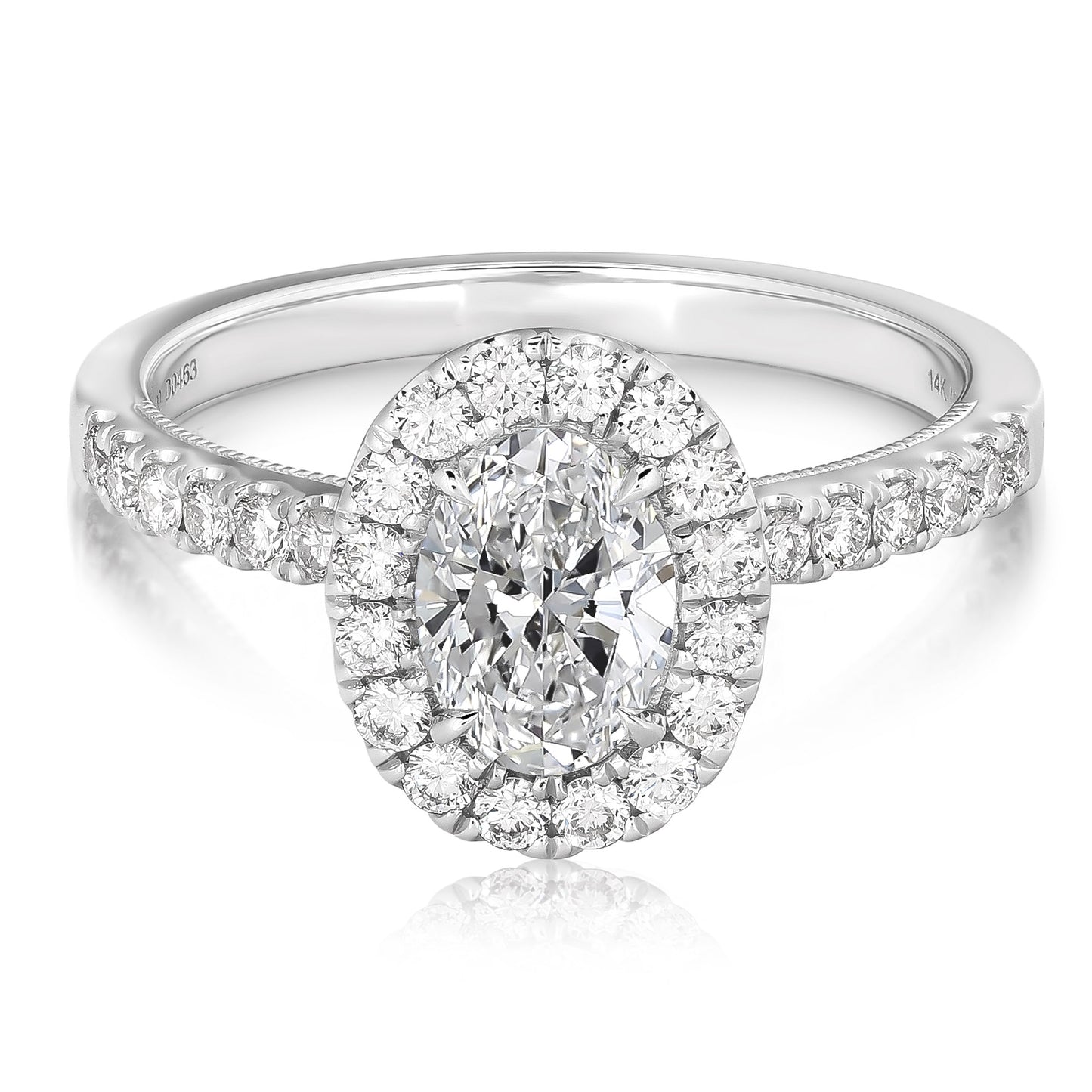 3/4 CT CENTER OVAL HALO DIAMOND ENGAGEMENT RING