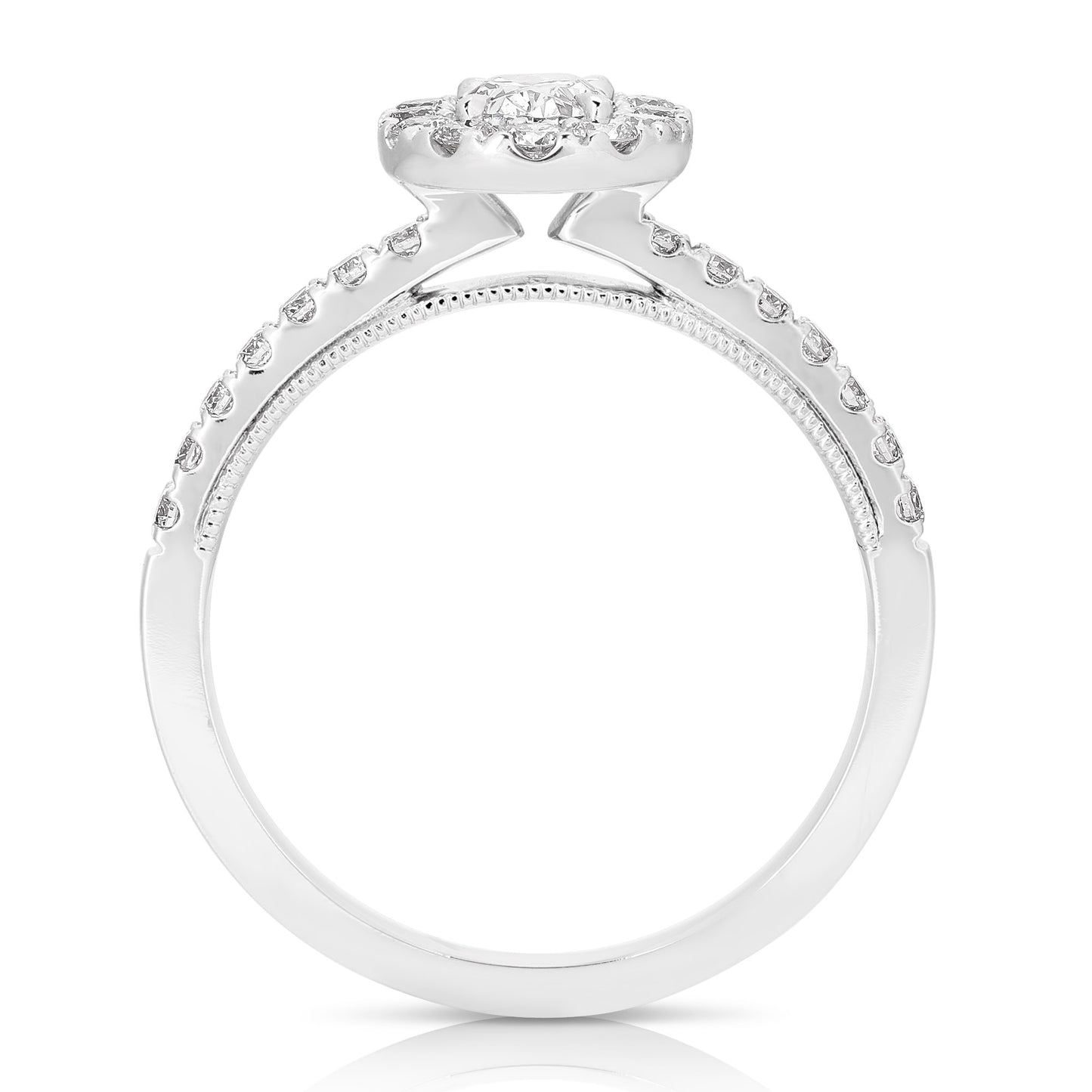 3/4 CT CENTER OVAL HALO DIAMOND ENGAGEMENT RING