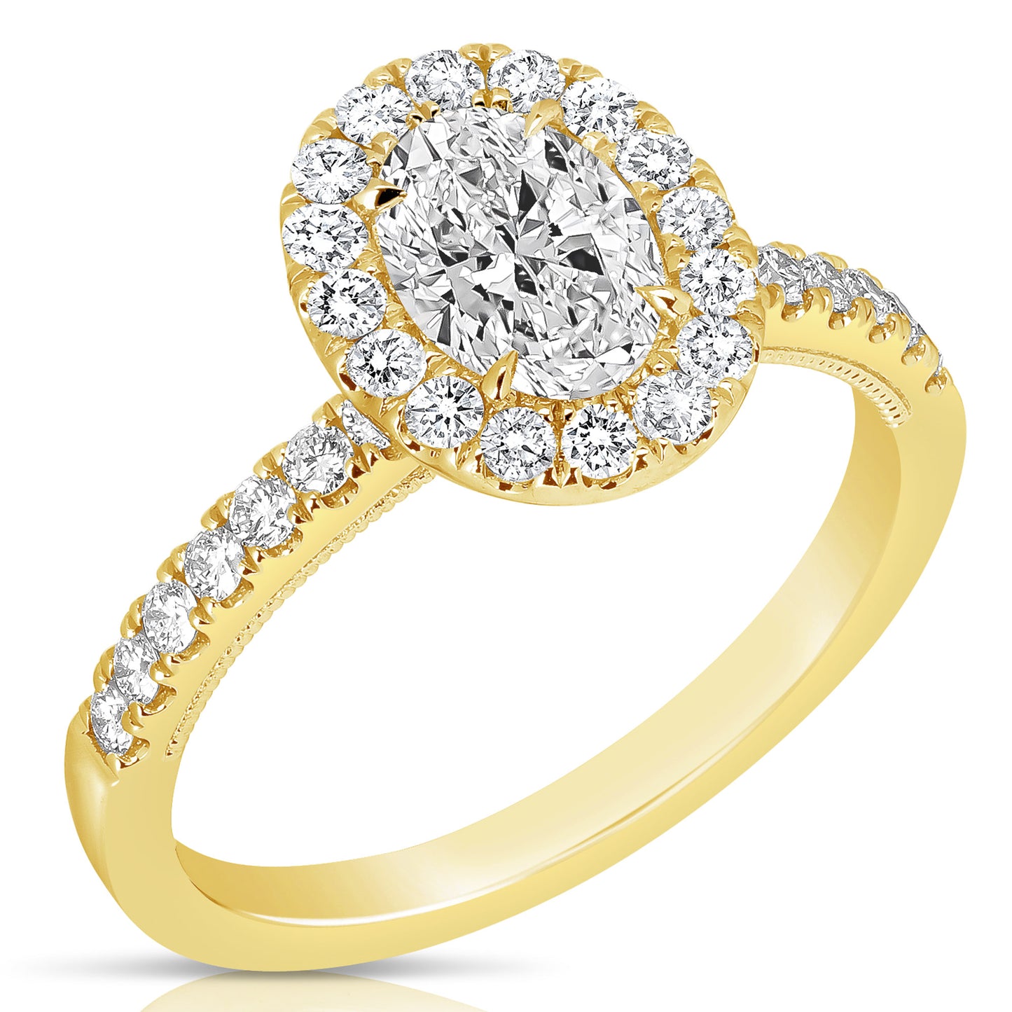 3/4 CT CENTER OVAL HALO DIAMOND ENGAGEMENT RING