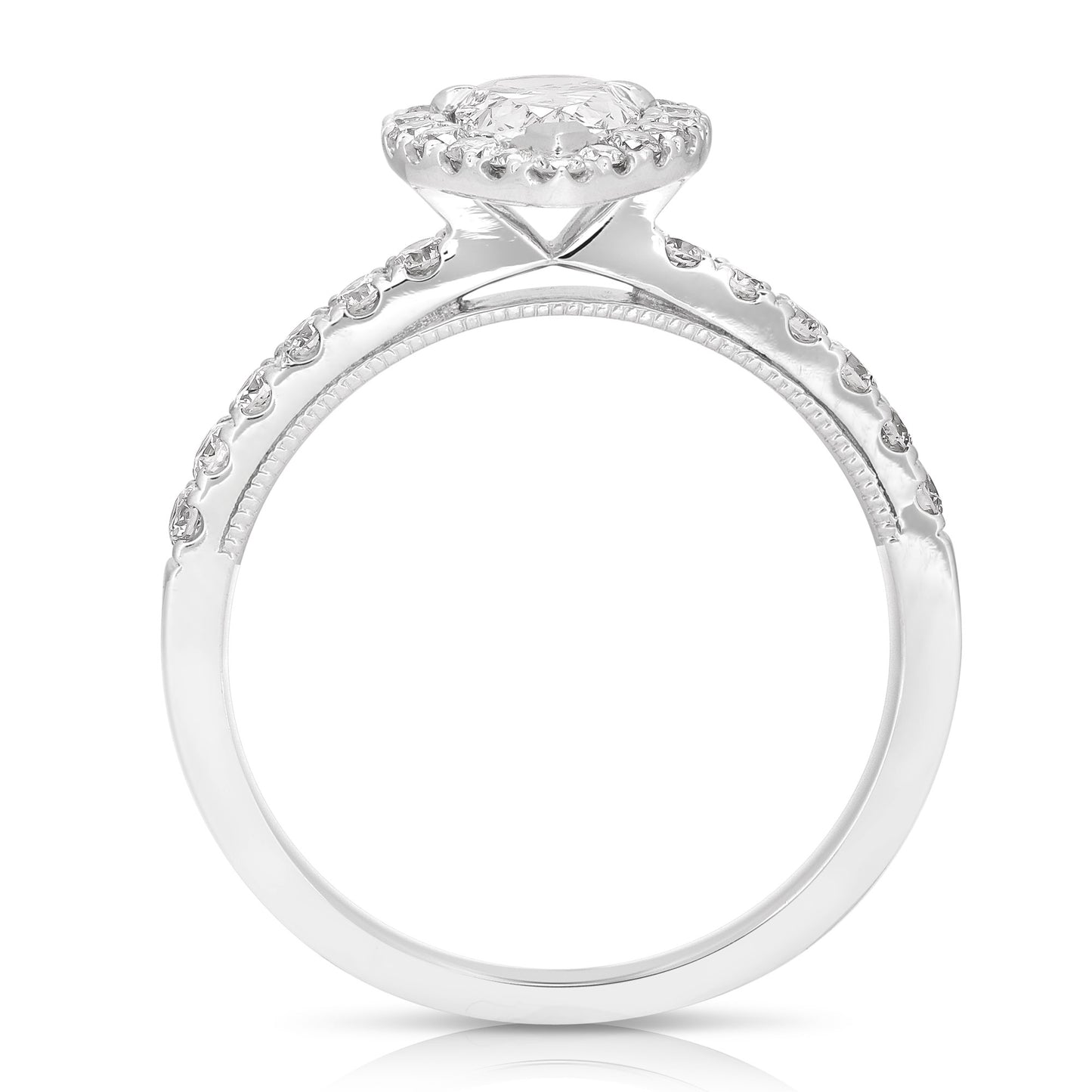 1/2 CT CENTER PEAR SHAPE HALO DIAMOND ENGAGEMENT RING