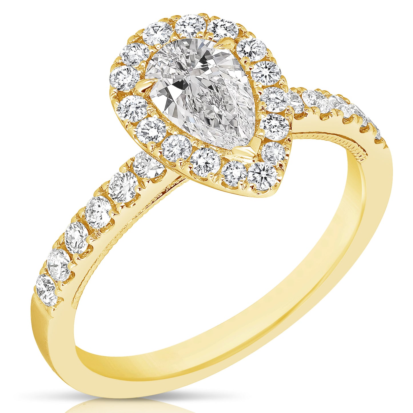 1/2 CT CENTER PEAR SHAPE HALO DIAMOND ENGAGEMENT RING