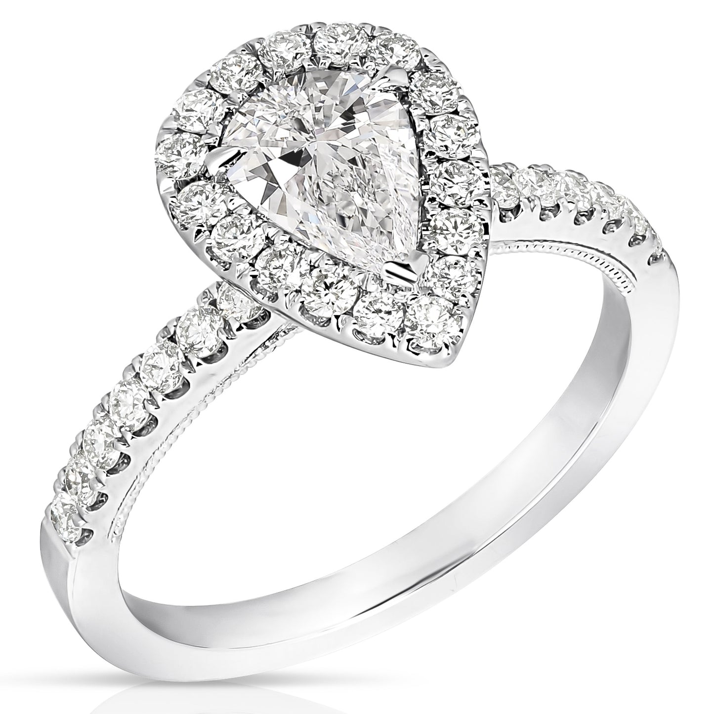 3/4 CT CENTER PEAR SHAPE HALO DIAMOND ENGAGEMENT RING