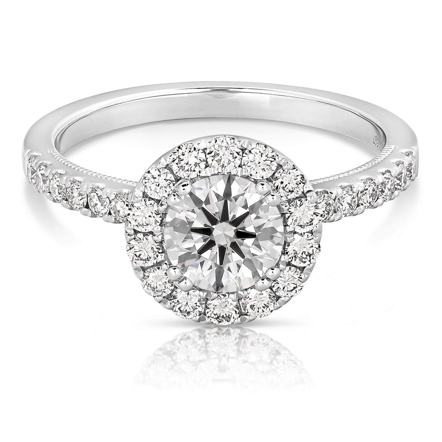 1 CT CENTER ROUND HALO DIAMOND ENGAGEMENT RING