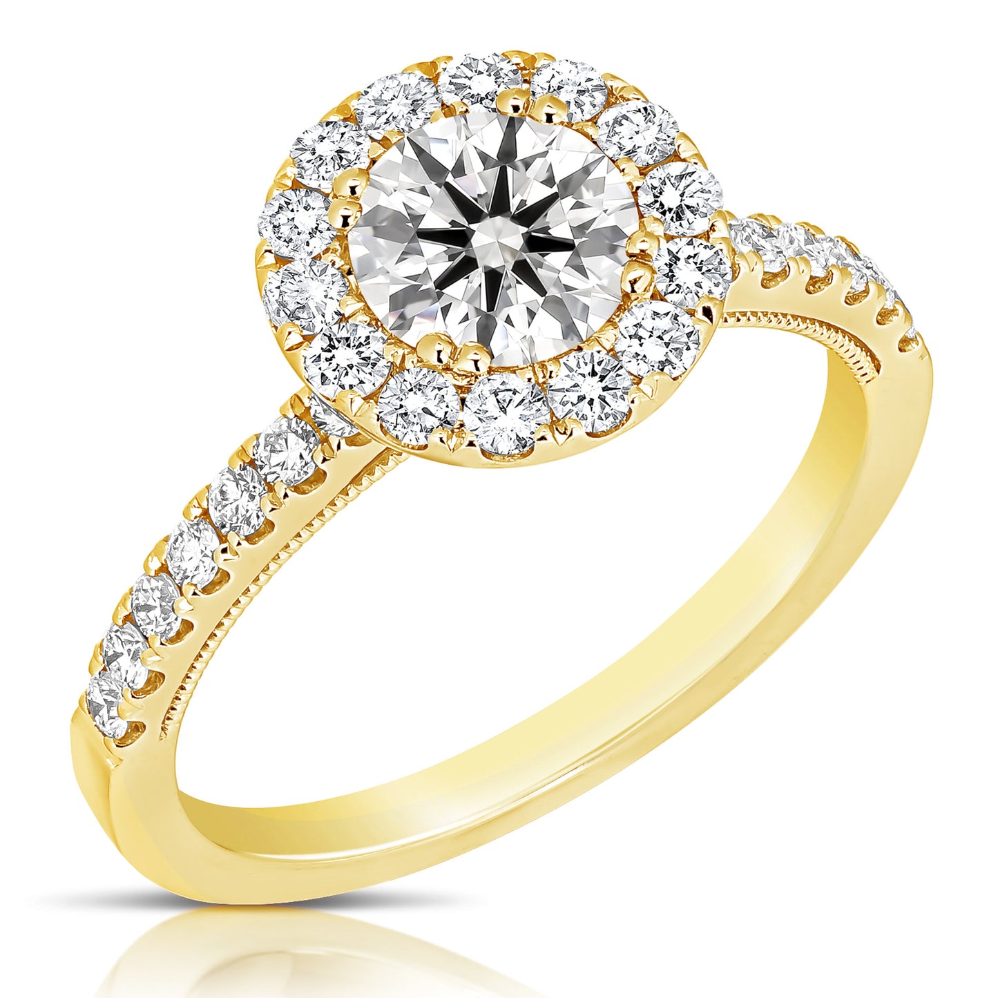 1 CT CENTER ROUND HALO DIAMOND ENGAGEMENT RING