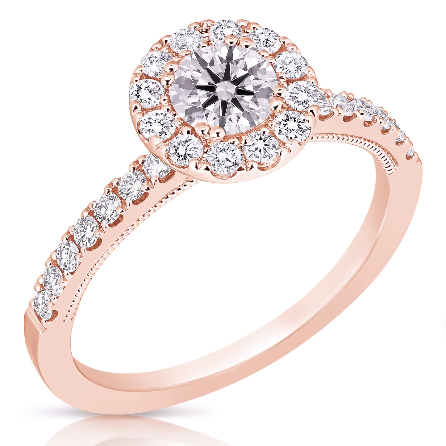 1/2 CT CENTER ROUND HALO DIAMOND ENGAGEMENT RING