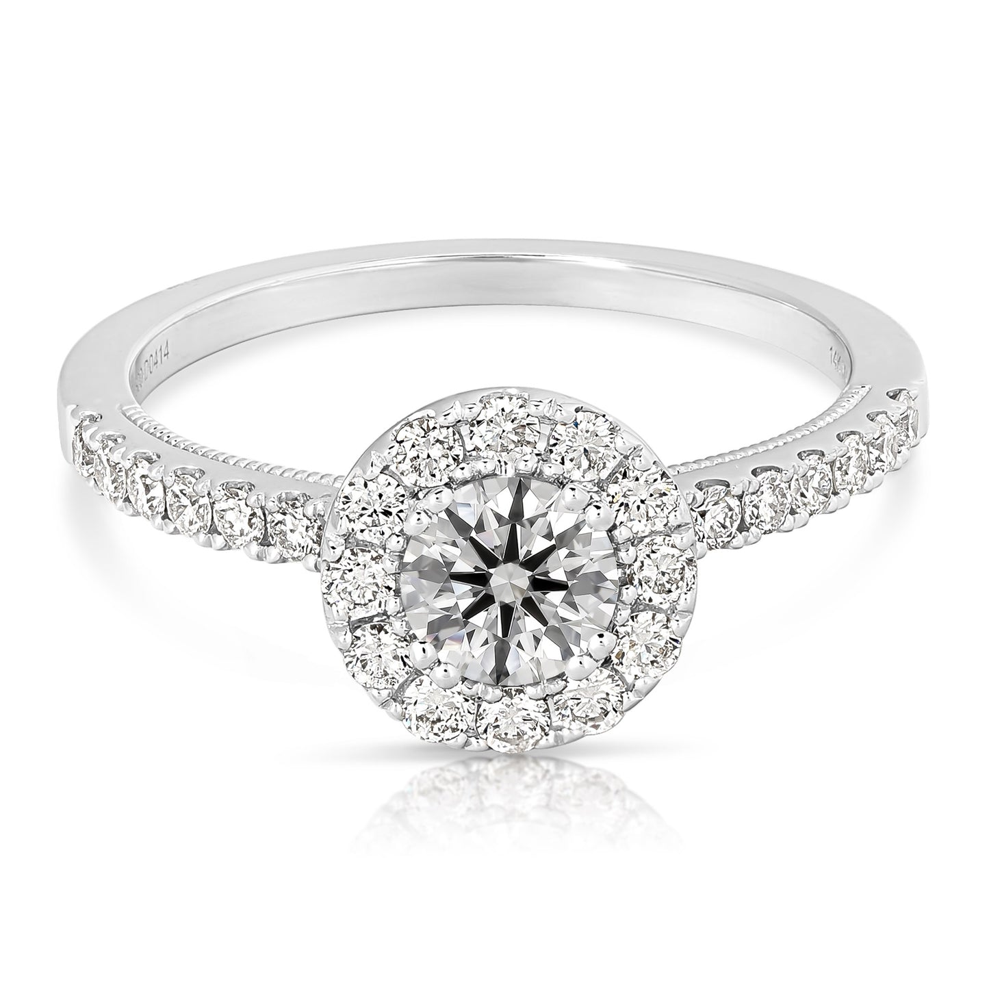 1/2 CT CENTER ROUND HALO DIAMOND ENGAGEMENT RING