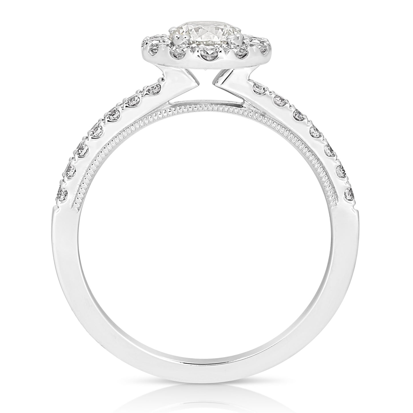 1/2 CT CENTER ROUND HALO DIAMOND ENGAGEMENT RING